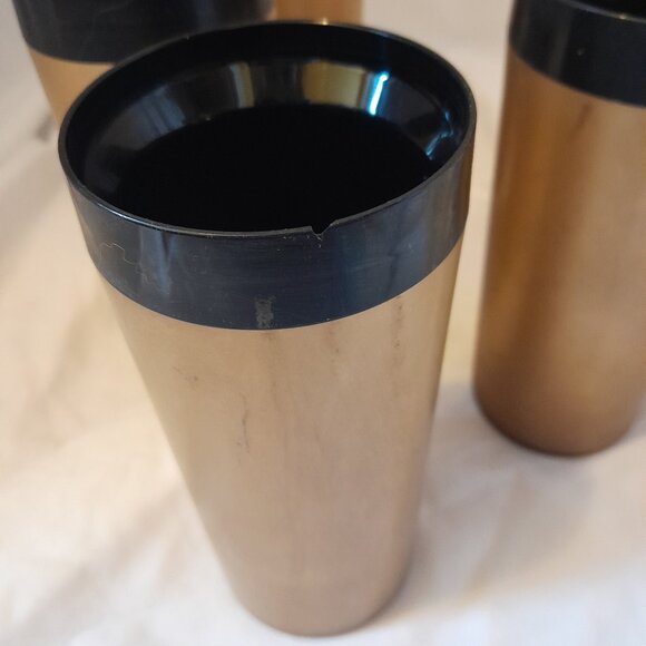 RARE Vintage Retro 1950's Insulated Plastic Tumblers Gold Black Set of 5 - Picture 6 of 6